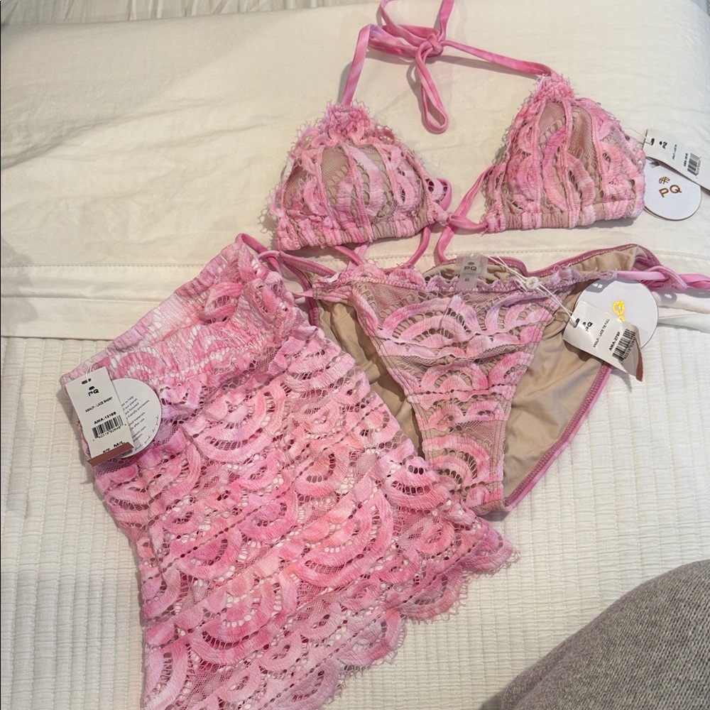 PQ Swim Pink Lace Bikini Set